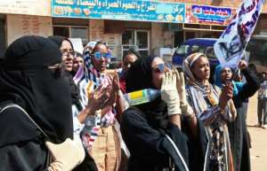 More than 100 protesters were chanting anti-government slogans, waving the Sudanese flag and burning car tyres. By Ebrahim HAMID (AFP)