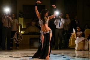 Moroccan belly dancer Maya Dbaich in 2014 -- Egypt has seen its community of homegrown belly dancers shrink. By Amir MAKAR (AFP)