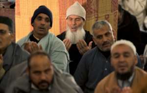 Moroccans pray for rain in the Great Mosque of Sale near the capital Rabat