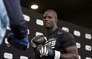 Moussa Togola was hard in training before a series of MMA fights in Dakar. By SEYLLOU (AFP)
