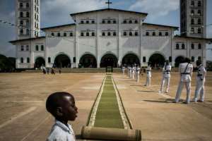 Nkamba's Kimbanguist temple during 2017 Christmas celebrations, observed in May instead of December since the year 2000. By JOHN WESSELS (AFP/File)