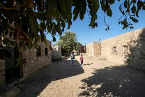 Nubian girls play outside their home in the village of Abu Simbel in Egypt's far south -- efforts to revive the language are boosting awareness of their ancient culture. By Khaled DESOUKI (AFP)