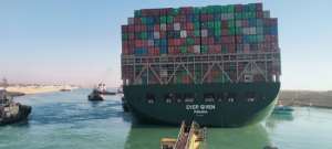 On Monday morning, one end of the ship had been moved to the right direction. By - (AFP)