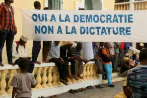 Opposition supporters demonstrate against the referendum in the streets of Moroni, the Comoran capital. By Youssouf IBRAHIM (AFP)
