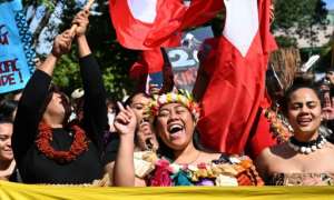 Pacific Islanders marched in Sydney in one of the first protests in a global day of action on climate change. By PETER PARKS (AFP)