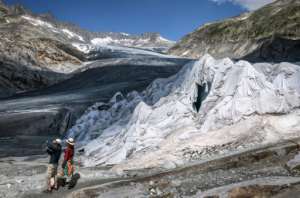 Part of the Rhone Glacier is covered with insulating foam to prevent it from melting during the August 2018 heatwave that swept across northern Europe.  By Fabrice COFFRINI (AFP/File)
