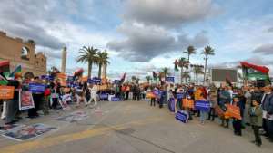 People gather in Tripoli on November 19 to protest against the candidacy of Seif al-Islam Kadhafi, son of slain Libyan dictator Moamer Kadhafi, in presidential polls. By Mahmud Turkia (AFP)