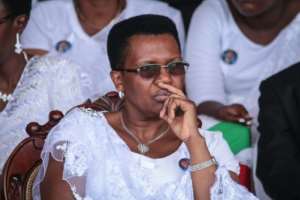 Pierre Nkurunziza's wife Denise, seen here at the funeral, recently recovered from coronavirus. By TCHANDROU NITANGA (AFP)