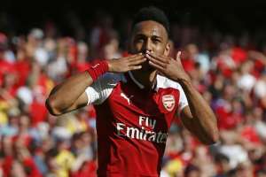 Pierre-Emerick Aubameyang has scored eight goals in 10 Premier League starts for Arsenal.  By Ian KINGTON (IKIMAGES/AFP)