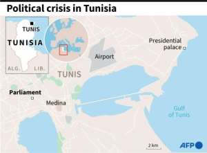 Map of Tunis, where President Kais Saied has sacked the prime minister and suspended parliament. By Vincent LEFAI (AFP)