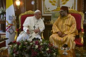 Pope Francis (L) was welcomed to Rabat by Morocco's King Mohammed VI. By Fadel SENNA (AFP)