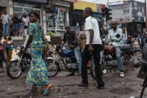 Pot holes and choked traffic - a street in Malonge district. By FEDERICO SCOPPA (AFP/File)
