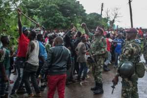 Protests have broken out in the Malawian capital Lilongwe following accusations that bribes were offered to the five judges on the case. By Amos GUMULIRA (AFP/File)