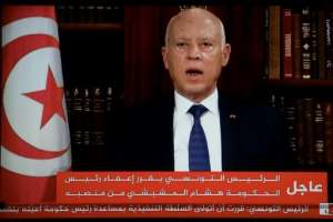 President Kais Saied announces the dissolution of parliament and sacks Prime Minister Mechichi's government after a day of nationwide protest. By FETHI BELAID (AFP)
