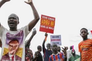 President Keita's removal from office on August 18 was greeted by cheering crowds.  By STRINGER (AFP)