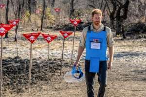 Prince Harry said it had been emotional to retrace his mother's footsteps in Angola. By - (The HALO Trust/AFP)