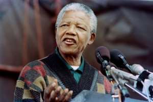 Released in 1990, Nelson Mandela was elected president four years later at the age of 75 in South Africa's first multiracial election.  By WALTER DHLADHLA (AFP/File)