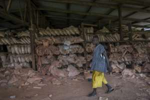 Samples from an old bauxite drilling still lie in dusty plastic bags in a shed. Locals say that project was abandoned.  By CRISTINA ALDEHUELA (AFP)