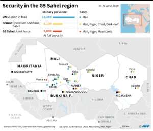 UN, French and African forces in the G5 Sahel region.  By  (AFP)