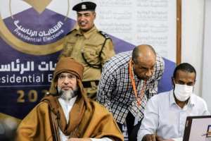 Seif al-Islam Kadhafi, second son of slain dictator Moamer Kadhafi, is the most contested of a string of controversial hopefuls who have registered for Libya's presidential election. By STRINGER (libyan High National Electoral Comission FB Page/AFP/File)