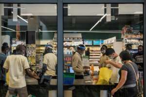 Shoppers at the Foodplus store in the Kilimani neighbourhood. By Kabir Dhanji (AFP)