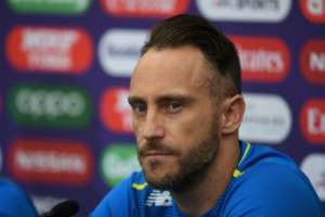 South Africa captain Faf du Plessis attends a press conference ahead of their World Cup match against India. By Dibyangshu SARKAR (AFP)