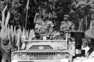 Slender and athletic, Sankara has always dressed in a military fatigues.  By DANIEL LAINE (AFP / File)
