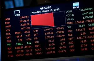 Stocks tumbled on Monday despite emergency central bank measures to prop up the virus-battered global economy. By Johannes EISELE (AFP)
