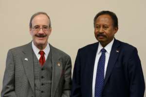 Sudanese Prime Minister Abdalla Hamdok meets with House Foreign Affairs Committee Chairman Eliot Engel at the US Capitol. By JIM WATSON (AFP)