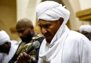 The former Sudanese prime minister and opposition leader, Sadiq al-Mahdi. By Ebrahim Hamid (AFP)