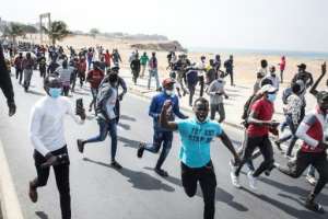 Supporters of Senegalese opposition leader Ousmane Sonko clashed with police on Wednesday.  By JOHN WESSELS (AFP)