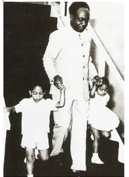 Kwame Nkrumah with two of his children.