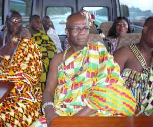 Members of Council of Ghanaian Chiefs in The Netherlands en route to Palace Noordeinde to dine with Queen Beatrix