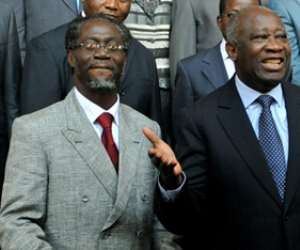Mr Gbagbo (R) says he remains the democratically elected leader in the country