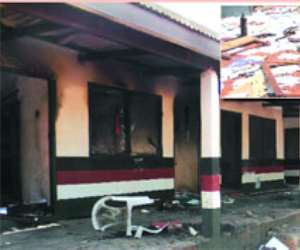 The NDC office in Tamale which was burnt down on Tuesday