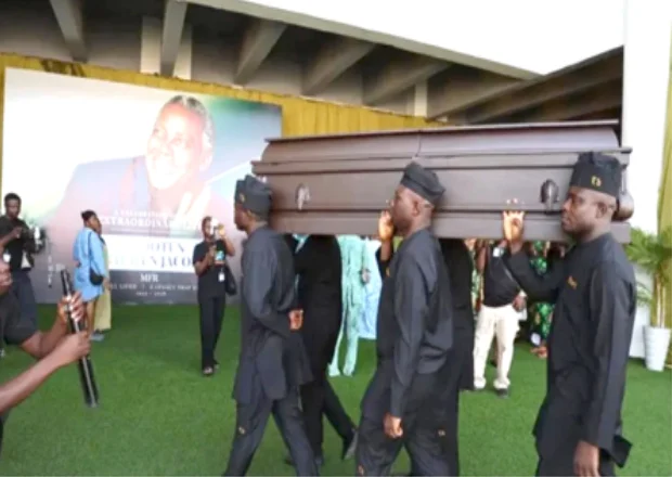 Casket of the remains of Olu Jacobs