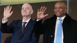 Patrice Motsepe (right), the boss of the Confederation of African Football, has been one of biggest supporters of the Fifa boss Gianni Infantino (left). -  AP Photo/Themba Hadebe