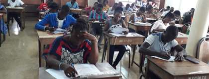 Examination candidates at the Berekum College of Education Centre