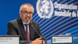 Director General of the World Health Organization (WHO) Tedros Adhanom Ghebreyesus speaks during a press conference at WHO headquarters in Geneva, Switzerland, Friday, May 22, 2026. -  Martial Trezzini, Keystone via AP