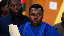 Ghanaian Member of Parliament and sponsor of the Human Sexual Rights and Family Values Bill, Reverend John Ntim Fordjour, addresses the press on the day lawmakers vote on the bill, in Accra, Ghana, 29 May 2026. -  Francis Kokoroko / Reuters