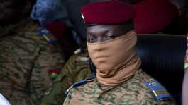 Burkina Faso junta leader Ibrahim Traore participates in a ceremony in Ouagadougou, Oct. 15, 2022. -  Kilaye Bationo, AP