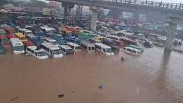 An aerial picture showing a portion of Kwame Nkrumah Circle in Accra, flooded during the June 29 prolonged rains