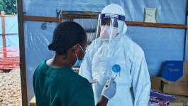 Health workers interact at the Evangelical Medical Center in Bunia, eastern DR Congo, Friday, July 3, 2026, where clinical trials are scheduled to take place. -  Dirole Lotsima Dieudonn, AP