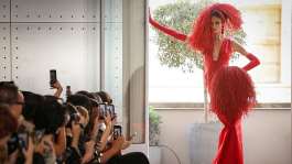 A model wears a creation by Imane Ayissi during Paris Couture Week on 6 July. - AFP - THOMAS SAMSON