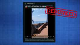 In this X post, a video falsely described as showing a drone attack on a US vessel in Egypt has been viewed more than one million times. The video in fact shows a Ukrainian drone striking a Russian-owned ship in the Black Sea on July 24. -  Observers