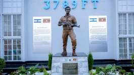 This monument honors the late Yoni Netanyahu, brother of Israeli Prime Minister Benjamin Netanyahu, at the old terminal of Entebbe International Airport in Entebbe, Uganda, here as unveiled on 1 August, 2026. - Uganda Peoples Defence Forces P - Uganda Peoples Defence Forces P