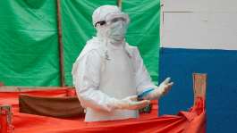 File - A medical worker dressed in personal protective equipment walks within the emergency unit at the Katwa Ebola treatment center, in the North Kivu province, DR Congo, on September 10, 2026. -  Gradel Muyisa Mumbere, Reuters