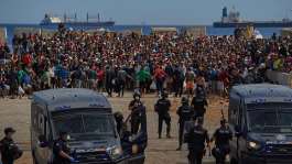 File photo of migrants from Morocco in the Spanish exclave of Ceuta taken August 21, 2026. -  Antonio Sempere, AP