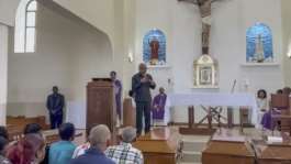Cape Verdes leaders took part in a Mass on the island.  By AFPTV STRINGER (AFP)