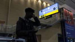 Ghanian national Silvester Boakye at O.R. Tambo international airport after Ghana delayed the evacuation of more than 800 of its citizens from South Africa.  By EMMANUEL CROSET (AFP)